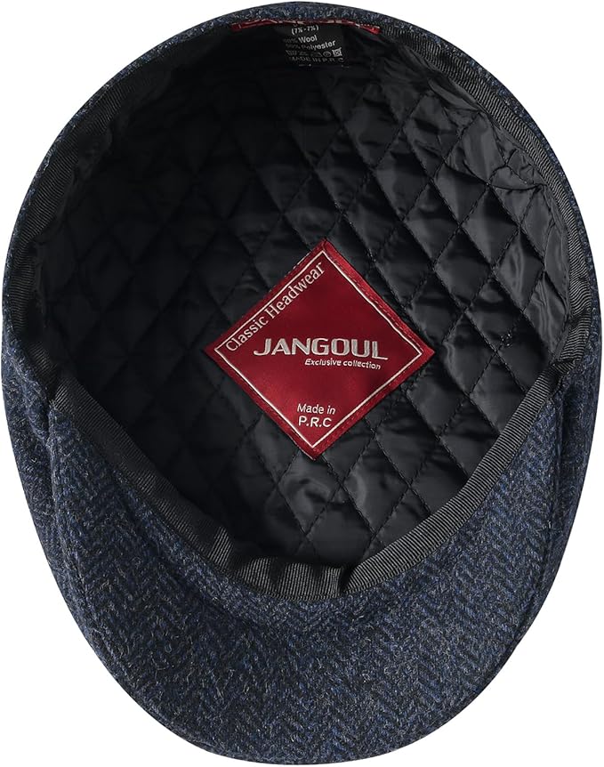 Men Wool Blend 8 Panel Newsboy Cap Tweed Cabbie Hat Snap Brim