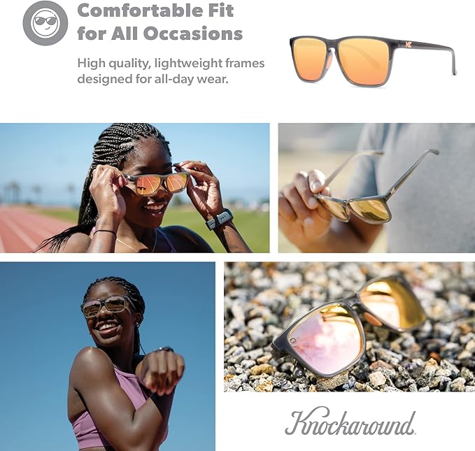 Knockaround Fast Lanes and Fast Lanes Sport Polarized Lightweight Sunglasses for Men & Women - UV400 Protection - Running
