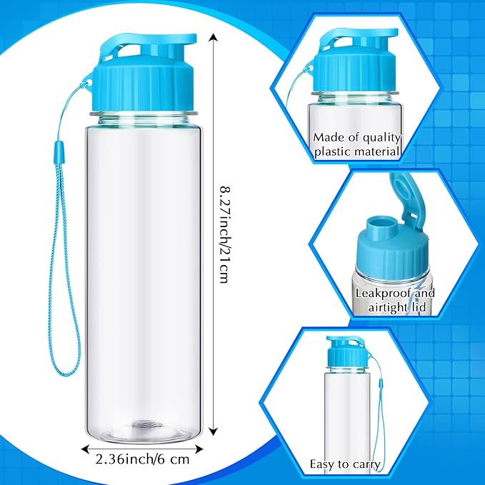 Mifoci 20 Pieces Water Bottle Bulk 17 oz Plastic Water Bottles Bulk Gym Sports Adults Reusable Large Bottles with Leak Proof Flip Top for Party Outdoor (Regular Style,Colorful)