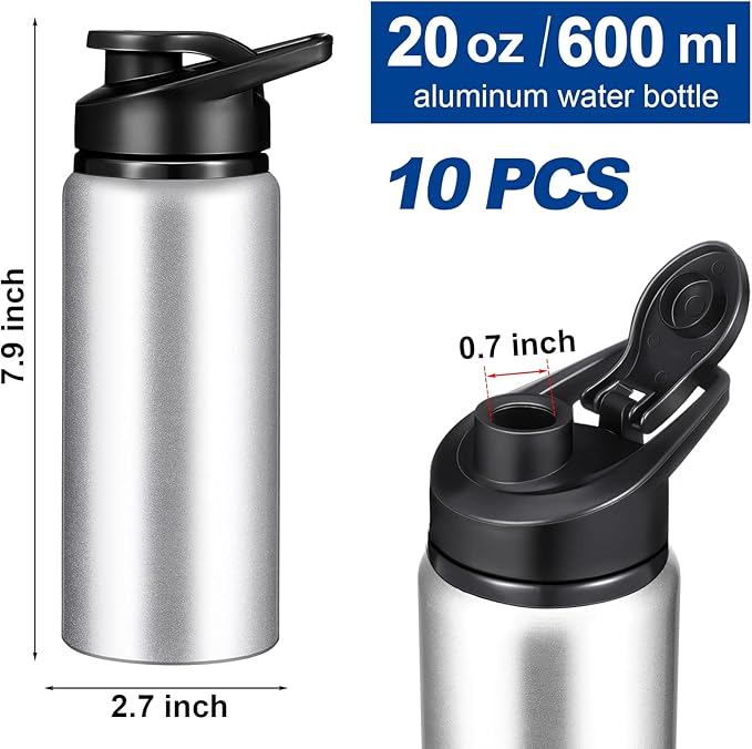CHENGU Water Bottle Bulk 20 oz Aluminum Reusable Bottles Lightweight Snap Lid Water Cups Easy Carry Leak Proof Travel Tumbler for Gym Sports Camping Hiking Fishing