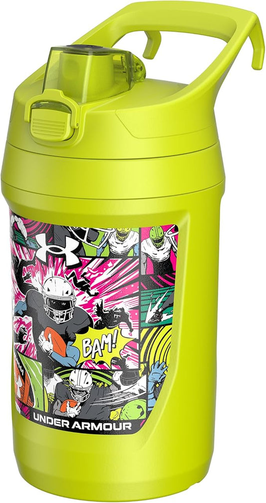 Under Armour 32 oz Insulated Water Bottles - Sports Water Jug with Fence Hook, Leak Resistant for Baseball, Football & More, 32 oz Insulated, High-Vis Comic