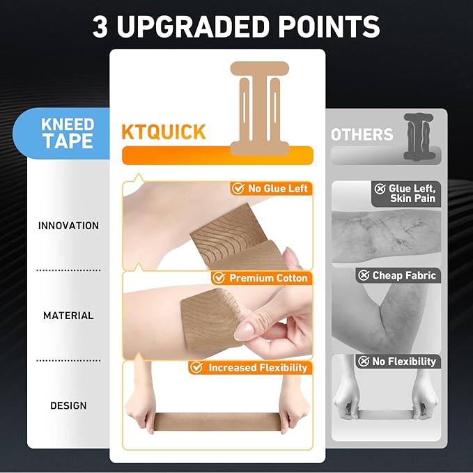 12 Count Kinesiology Tape for Elbow, Pre-Cut Waterproof KTquick Elbow Tape for Elbow Pain Relief Pre Cut, Original Cotton Athletic Tape, Durable Knee Tape for Sports and Long-Lasting Support (Beige)