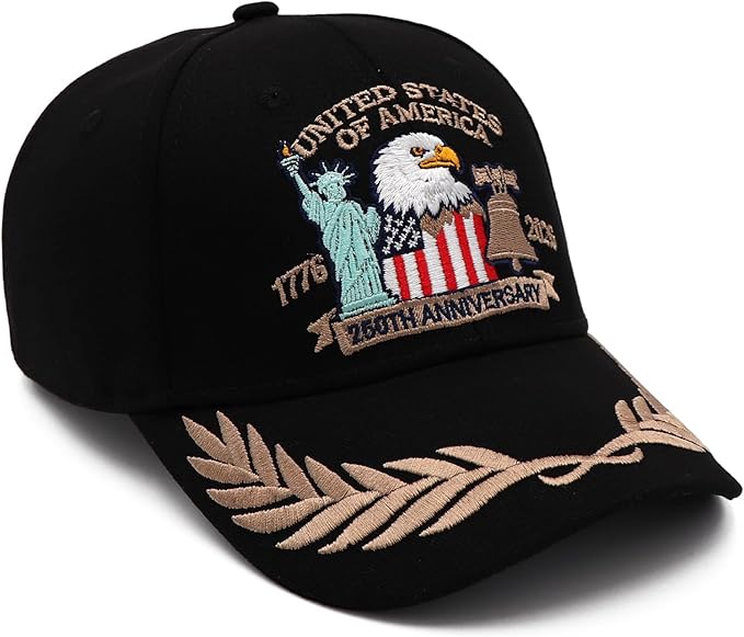 250 Anniversary USA Hat United States 250th Year American Anniversary Hat Patriotic Embroidered Baseball Caps for Men Women