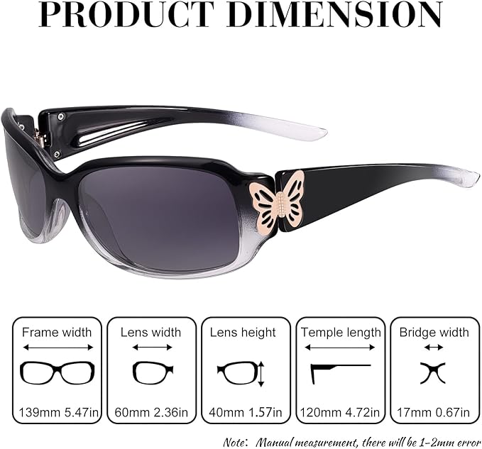 IGnaef Polarized Sunglasses for Women, Trendy Wrap Around Jackie-O Style with Butterfly Decoration IF022