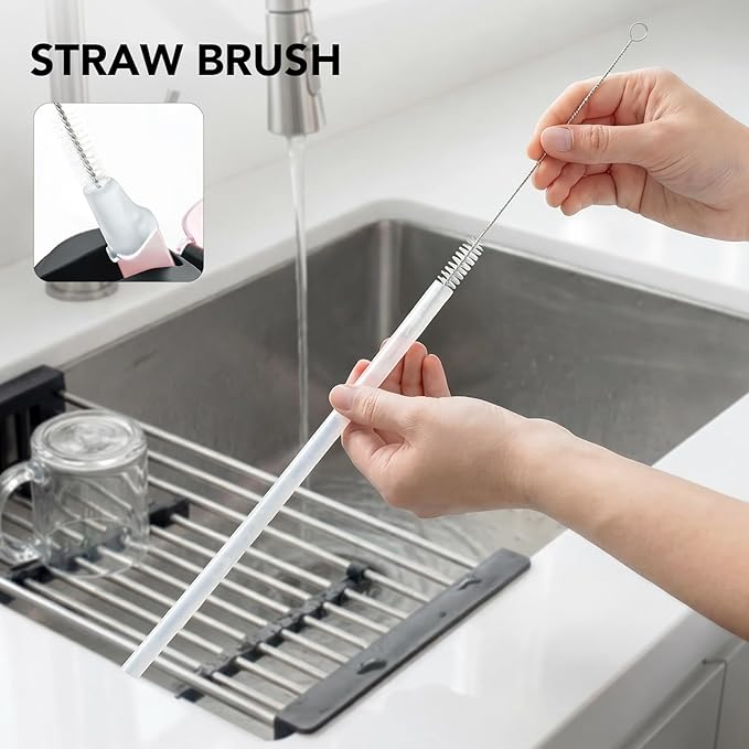 Enerbone 32 oz Insulated Water Bottle, 32oz 2 Lids (with Straw/No Straw), Stainless Steel Double Wall Flask for Hot & Cold Drinks, Leakproof Travel Bottle for Gym, Office, Hiking