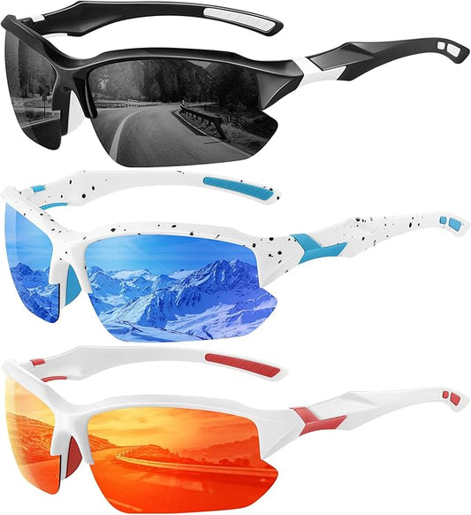 XVXV Polarized Sports Sunglasses for Men - UV Protection Half Frame Sun Glasses for Running Fishing