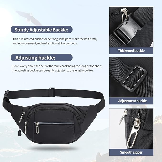 DAITET Crossbody Fanny Pack for Men&Women,Large Waist Bag & Hip Bum Bag with Adjustable Strap for Outdoors Workout Traveling Casual Running Hiking Cycling