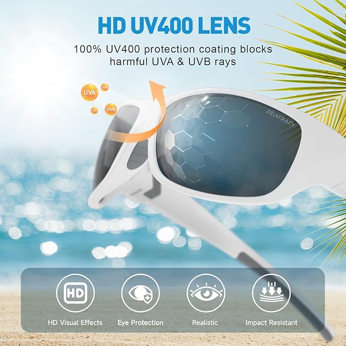 DEAFRAIN Polarized Sports Sunglasses for Men Women Driving Fishing Cycling Running UV Protection