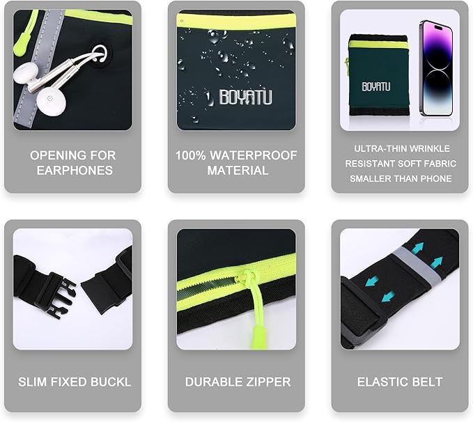 Running Belt Waist Fanny Pack: Slim Phone Holder Workout Pouch for Walking JoggingDark Green