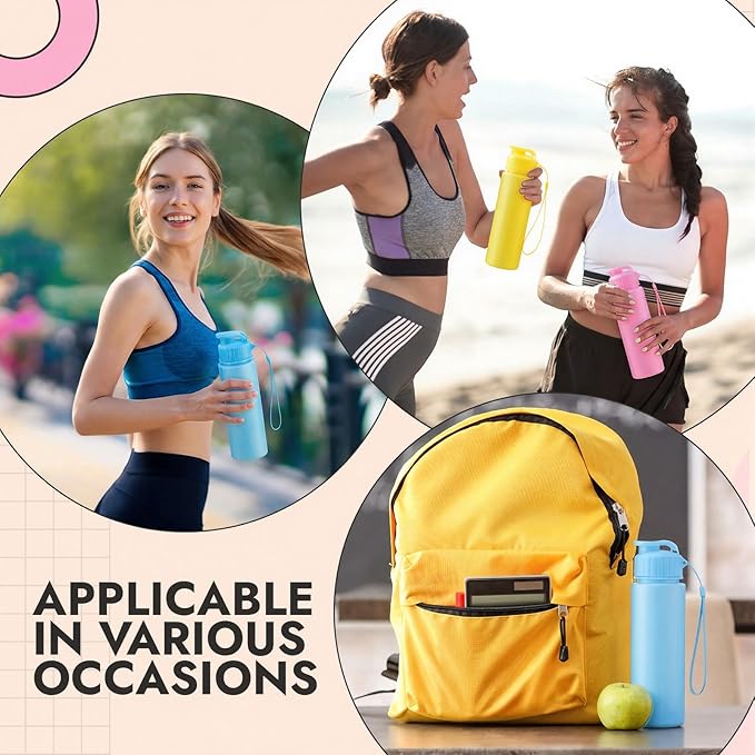 Mifoci 20 Pieces Water Bottle Bulk 17 oz Plastic Water Bottles Bulk Gym Sports Adults Reusable Large Bottles with Leak Proof Flip Top for Party Outdoor (Regular Style,Macaron Colors)