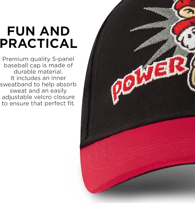 Nintendo Boys Baseball Cap, Super Mario Adjustable Kids Hat for Ages 4-7