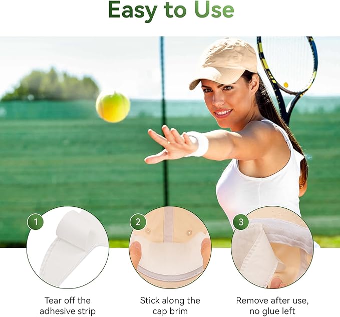 30Pcs Hat Sweat Liner for Baseball Cap, Absorbent Sweat Pads for Hats, Golf Hat Sweat Band Protector for Men & Women (White)