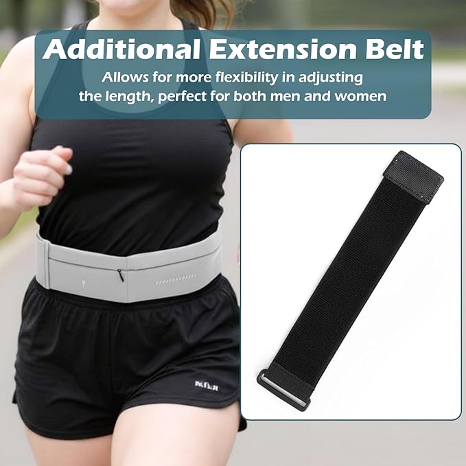 Lsnisni Slim Running Belt for Men and Women, Running Waist Pack with Water Bottle & Towel, Multi Pocket Fanny Pack - Phone Holder, Adjustable for Running, Climbing - Medium - Grey