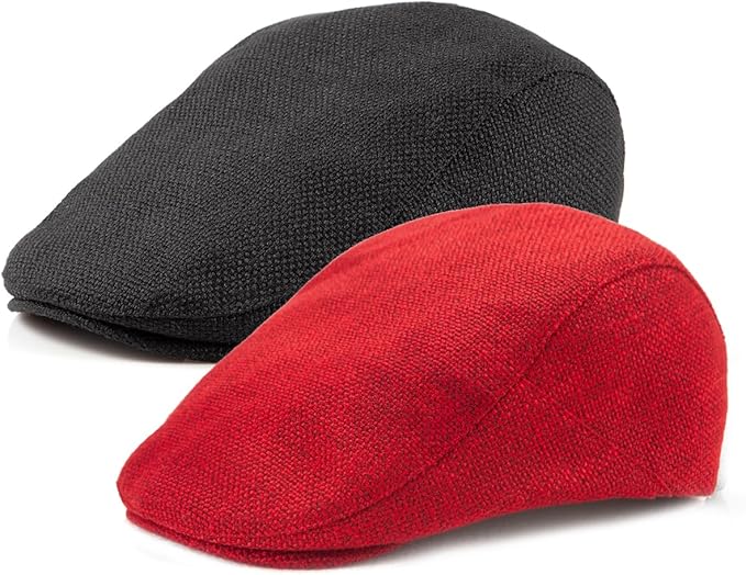 LADYBRO 2Pack Unisex Flat Cap Newsboy Hats for Men Women, Summer Casual Adjustable