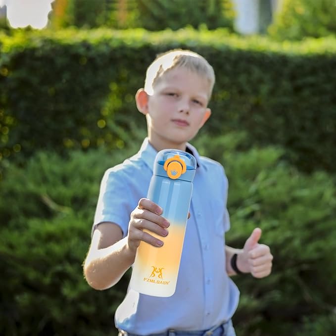 Kids Water Bottle, Mini Water Bottle, Children's Insulated Water Bottle 16 oz, Insulated Cooling Stainless Steel Bottle for Sports and Travel (Blue)