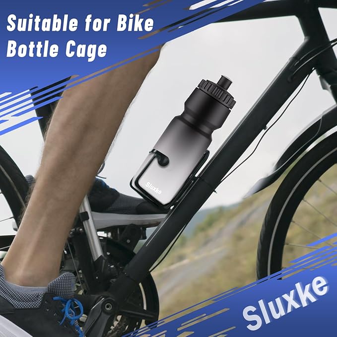 Squeeze Water Bottle 24oz, 2Pack Bike Water Bottle Leak Proof BPA Free for All Fitness and Cycling Fast Flow Valve