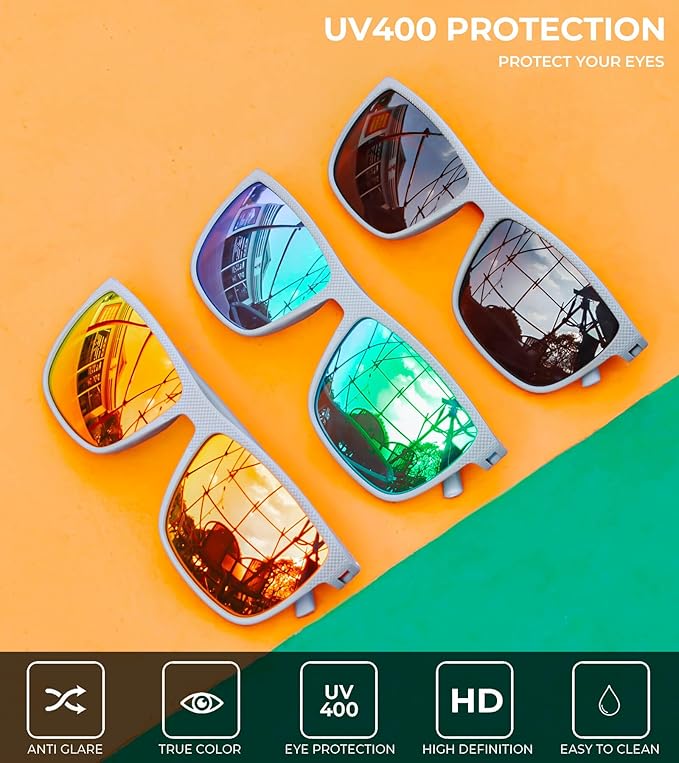 KALIYADI Polarized Sunglasses for Men, Lightweight Sun Glasses with UV Protection for Driving Fishing Golf