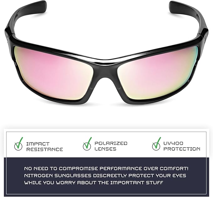 Nitrogen Polarized Wrap Around Sport Sunglasses for Men Women UV400 Driving Fishing Running Sun Glasses