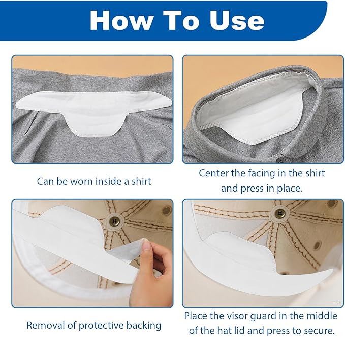 20 Pcs Hat Sweat Liner Disposable Absorbent Liners for Men and Women Caps, Soft Breathabl Protection Strips, Sweat Band for Hats and Baseball Cap Liners, Keep Your Hats Fresh and Comfortable