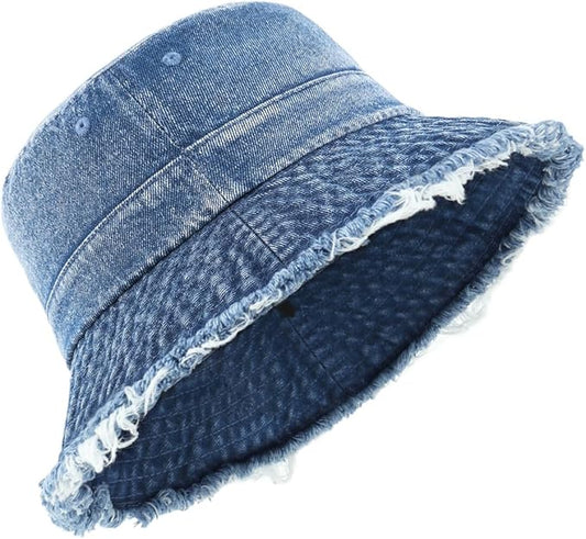 Zylioo XXL XL L M Denim Bucket Sun Hat,Oversized Jean Fisherman Hats,Adjustable Packable Summer Travel Hats