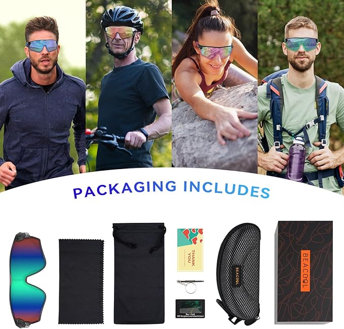 BEACOOL Polarized Sports Sunglasses for Men Women Youth Baseball Cycling Running Driving Fishing Golf Motorcycle TAC Glasses