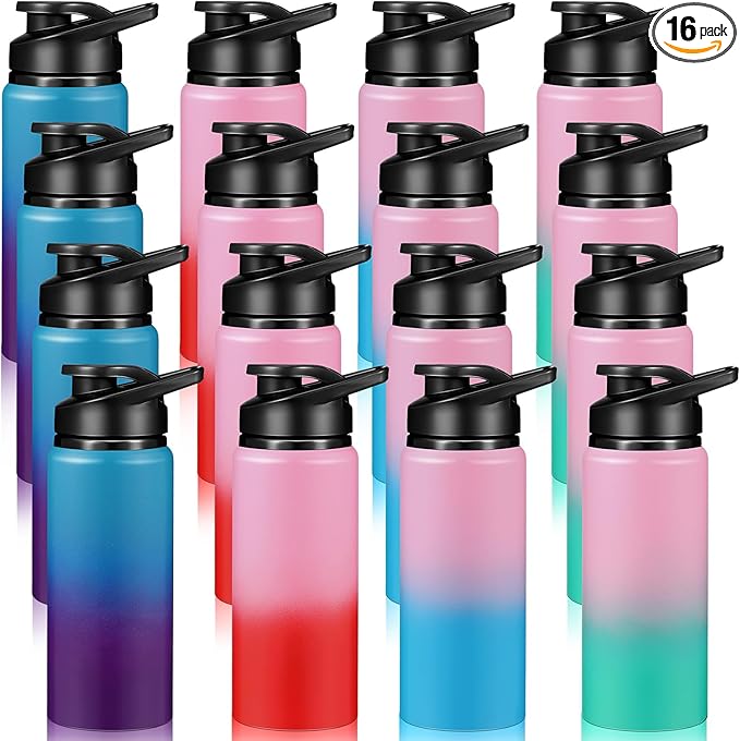 Mimorou 16 Pack Aluminum Water Bottles with Snap Lid Aluminum Reusable Sports Lightweight Leak Proof Water Bottles Bulk for Gym Hiking Cycling Sports Outdoor(20 oz)