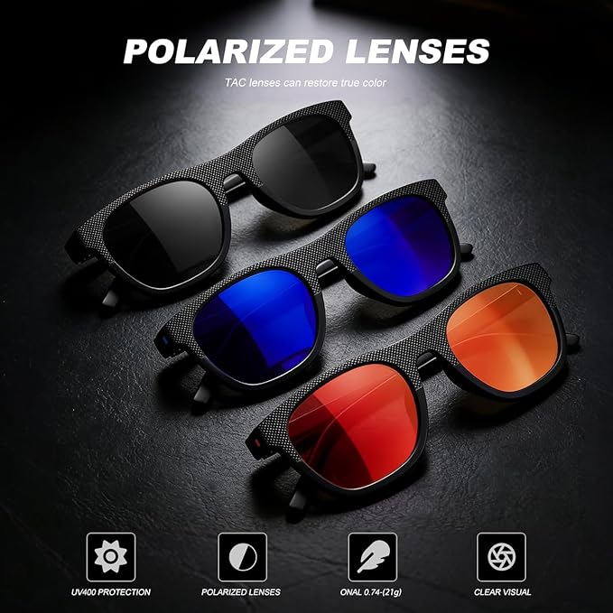 3 Pack Polarized Sunglasses for Men Women, Lightweight UV Protection Sports Sun Glasses for Driving Fishing Golf