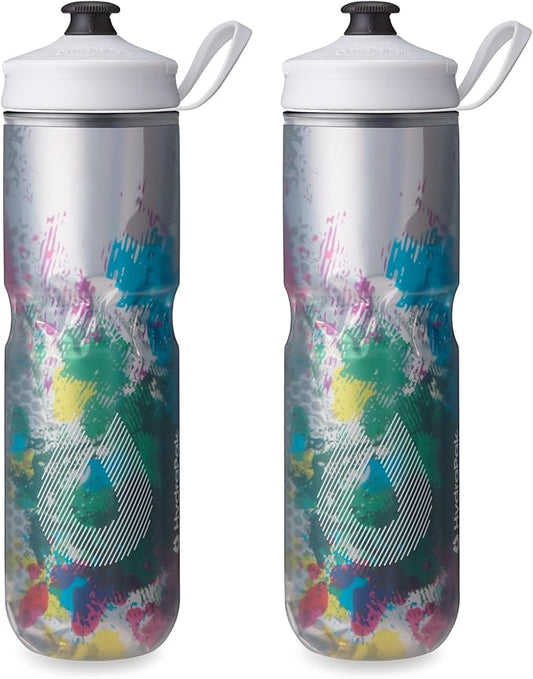 HydraPak | Polar Bottle - Polar Sport Insulated Water Bottle 2-Pack - BPA-Free, Sport & Bike Squeeze Bottle with Handle (Splash Multi, 700ml / 24oz)