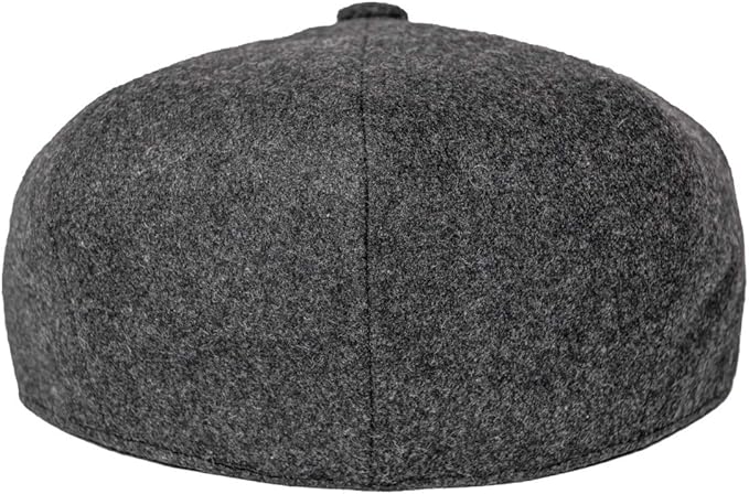 Men Wool Blend 8 Panel Newsboy Cap Tweed Cabbie Hat Snap Brim