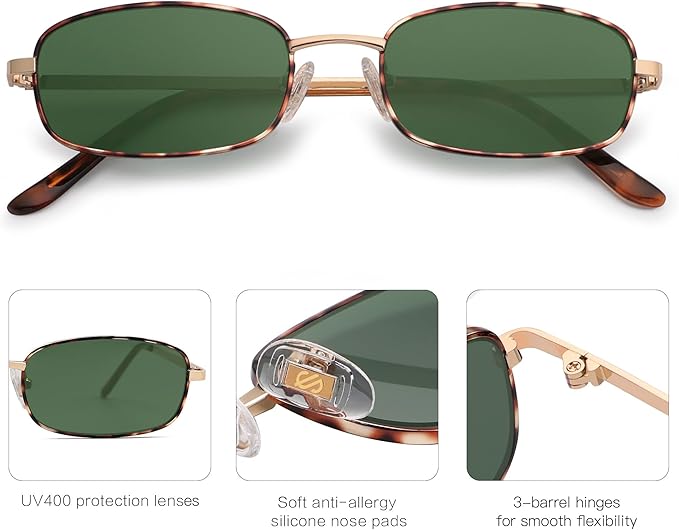 SOJOS Trendy Small Y2k Rectangle Sunglasses Womens Mens, Retro Narrow Chic Thin Skinny Sunnies SJ1187