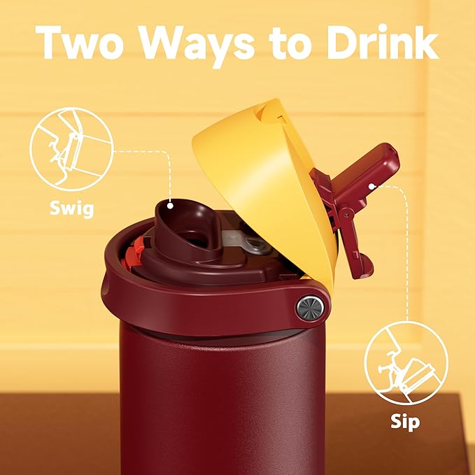 24 oz Insulated Water Bottle for Women: Meoky Stainless Steel Water Bottle with Straw and Spout Lid - Leak Proof, Cold for 24 Hours, Fits in Car Cup Holder, BPA-Free for Sports Travel, Gryffindor