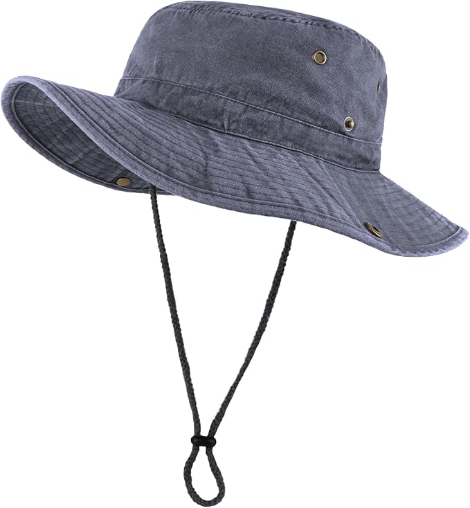 Zylioo XXL Boonie Sun Hats Washed,Oversized Wide Floppy Brim Hiking Hat for Big Heads,Large Cooling Hats with Chin Strap