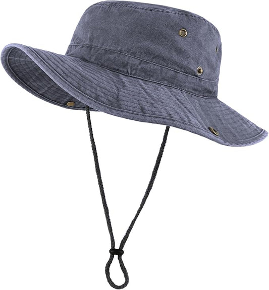 Zylioo XXL Boonie Sun Hats Washed,Oversized Wide Floppy Brim Hiking Hat for Big Heads,Large Cooling Hats with Chin Strap