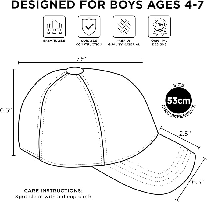 Nintendo Boys Baseball Cap, Super Mario Adjustable Kids Hat for Ages 4-7