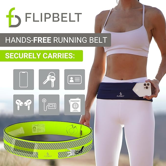 FlipBelt Classic Running Belt, Running Fanny Pack for Women and Men, USA Company