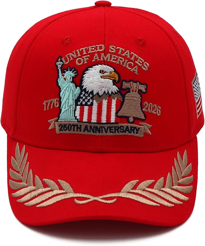 250 Anniversary USA Hat United States 250th Year American Anniversary Hat Patriotic Embroidered Baseball Caps for Men Women