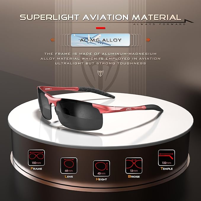 ATTCL Men's Fashion Driving Polarized Sunglasses for Men - Al-Mg metal Ultralight Frame
