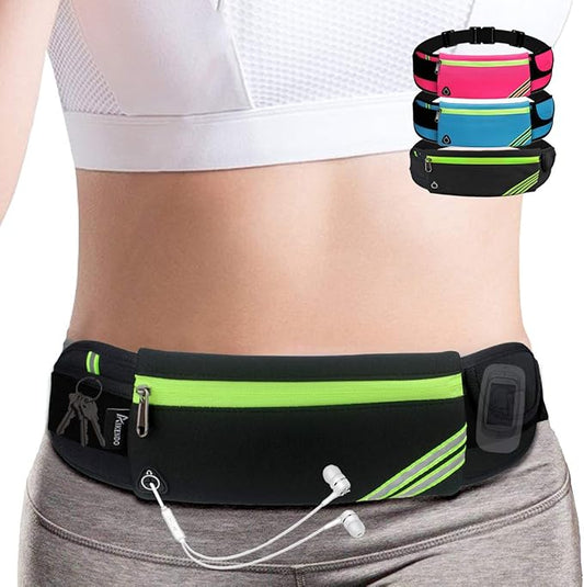Slim Running Belt Fanny Pack,Waist Pack Bag for Hiking Cycling Workout,Reflective Runners Belt Jogging Pouch,Travelling Money Phone Holder for Running Gear Accessories