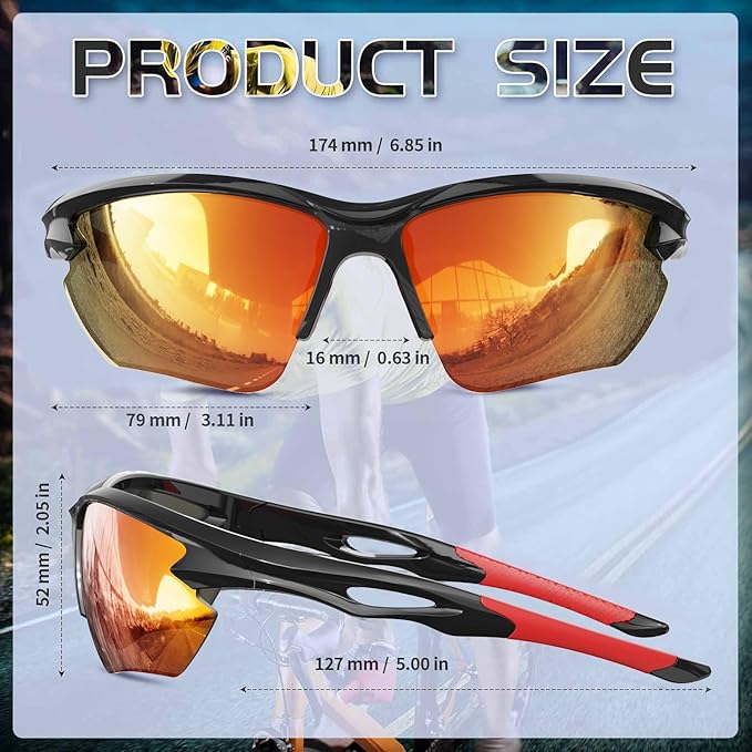 Polarized Sports Sunglasses for Men & Women Cycling Running UV Protection