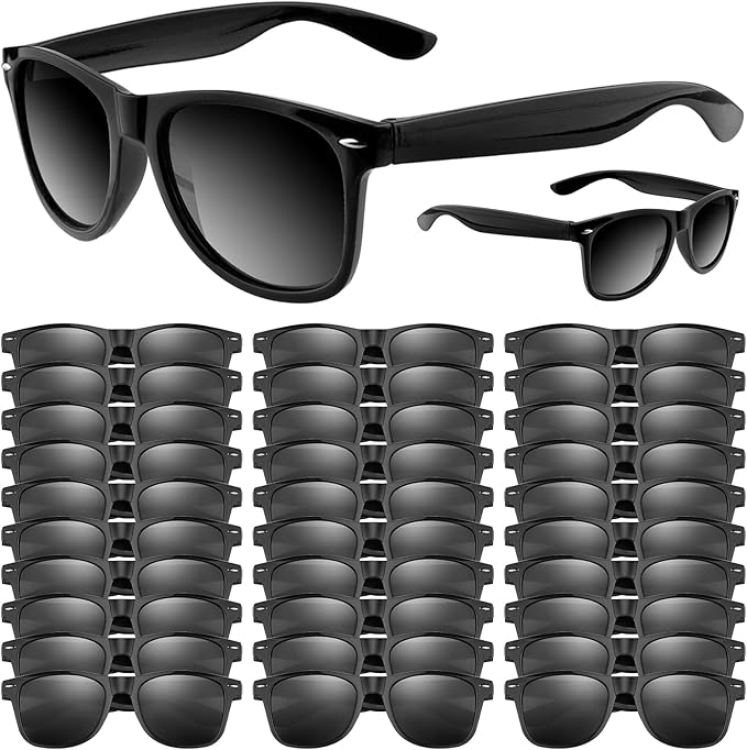 ASTARON Black Sunglasses Bulk, 6/12/24/48 Pack Sunglasses Party Favors for Summer Beach Pool Birthday Wedding Party Supplies