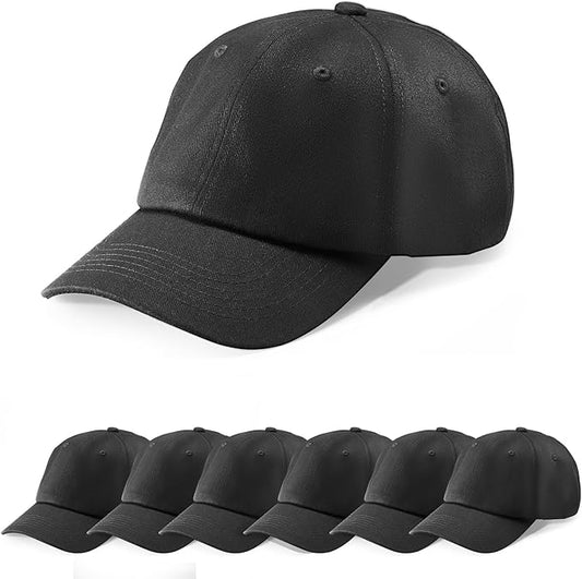 VEVOR Baseball Cap, Plain Baseball Hat with Breathable Pure Cotton Fabric, Adjustable Size, Blank 12 Pack Bulk Caps Ideal for Running, Workouts or Outdoor Activities, 12 Pcs, Black