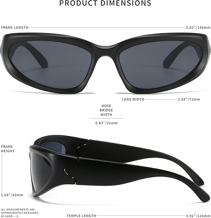 Trendy Wrap Around Sunglasses for Women Men Y2K Futuristic Swift Oval Polarized Tinted Sports Glasses