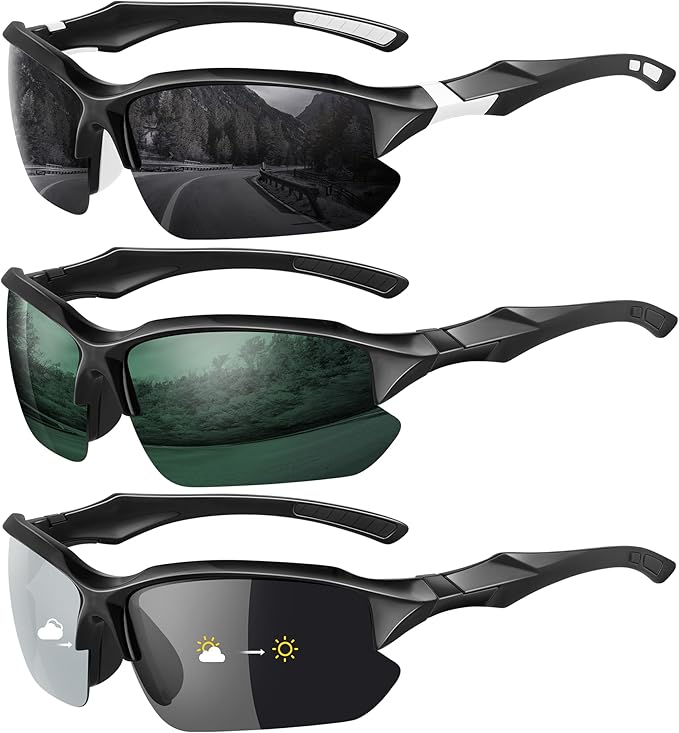 XVXV Polarized Sports Sunglasses for Men - UV Protection Half Frame Sun Glasses for Running Fishing
