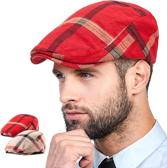 LADYBRO 2Pack Unisex Flat Cap Newsboy Hats for Men Women, Summer Casual Adjustable