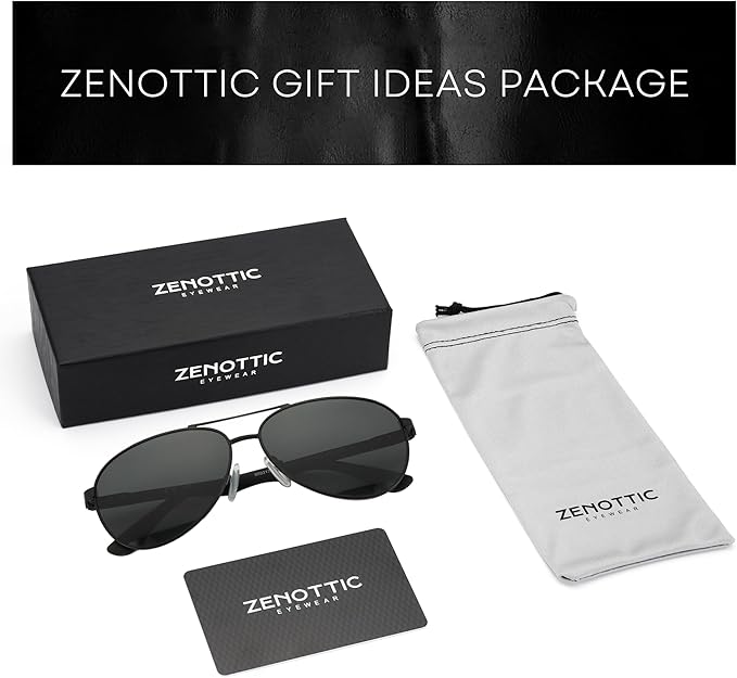 ZENOTTIC Polarized Aviator Sunglasses for Men Carbon Fiber Temple Pilot Sun Glasses with Mirrored Lens UV Protection
