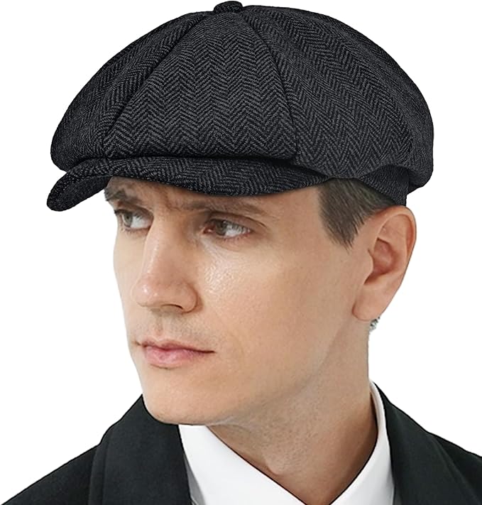 KUJUHA Wool Newsboy Cap for Men Flat Irish Cabbie Ivy Gatsby Newsboy Driving Hat Hunting Cap