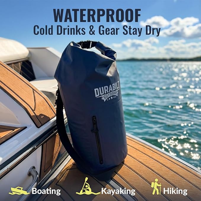 20L Waterproof Cooler Roll Top Backpack Sack, Heavy-Duty Soft Insulated Bag Doubles as Dry Bag, Holds 14+ Cans and Room for ice, Ideal for Boating, Fishing, Kayaking, Hiking, Beach, Camping