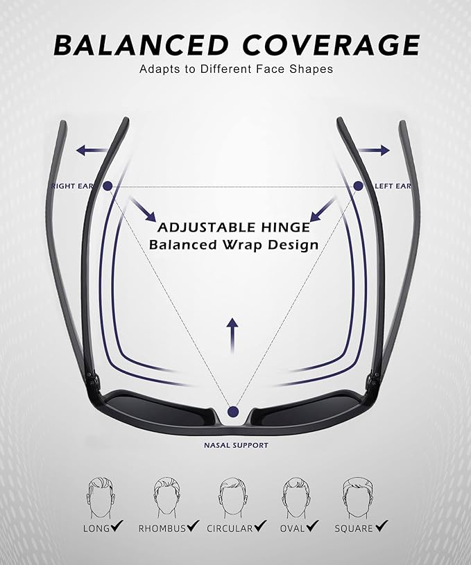 Polarized Sunglasses Men, Mens Sunglasses Polarized UV protection Lightweight Sun Glasses for Driving Fishing Golf