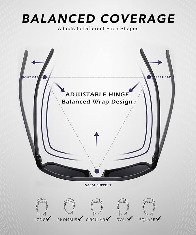 Polarized Sunglasses Men, Mens Sunglasses Polarized UV protection Lightweight Sun Glasses for Driving Fishing Golf