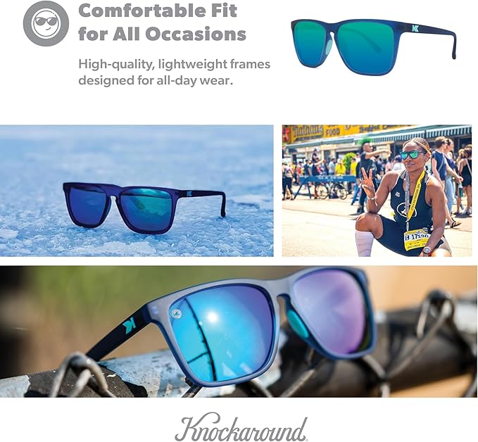 Knockaround Fast Lanes and Fast Lanes Sport Polarized Lightweight Sunglasses for Men & Women - UV400 Protection - Running